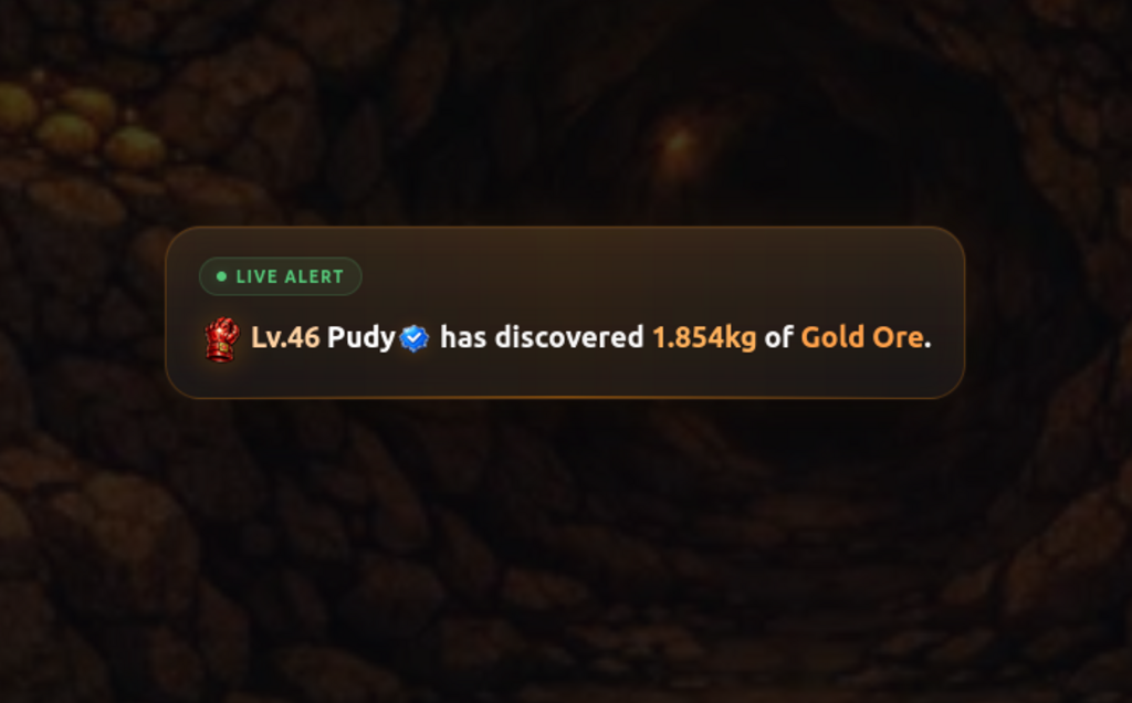 Glowing ore discovery inside the PVERSE world